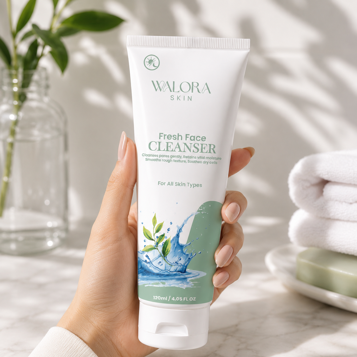 Walora Skin Fresh Face Cleanser - Gentle Hydrating Facial Wash (120ml / 4.05 fl oz)
